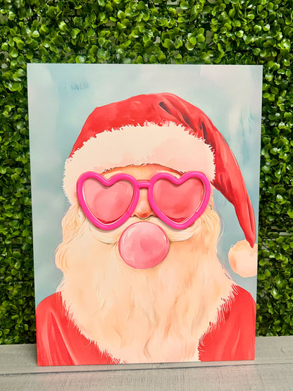 15.75 Inch Santa With Lit Neon Glasses Wall Art