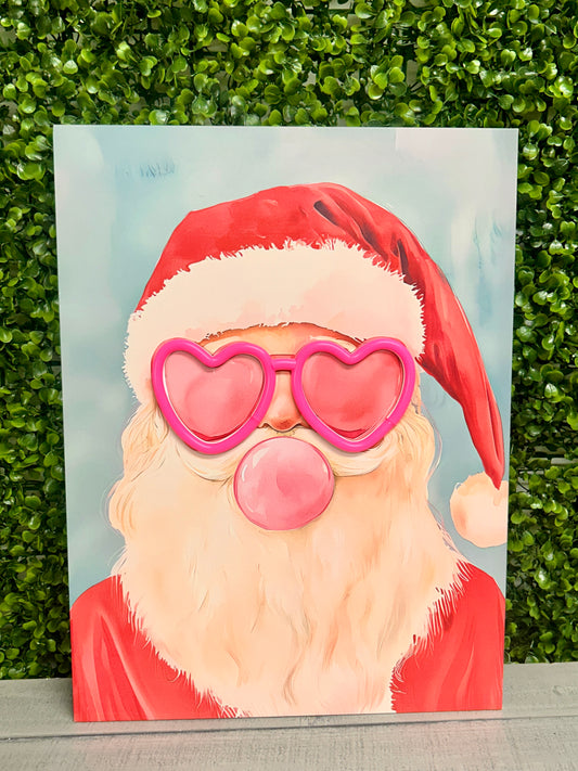 15.75 Inch Santa With Lit Neon Glasses Wall Art