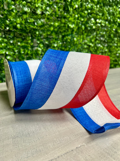 4 Inch By 10 Yard Red White And Blue Royal Burlap Ribbon