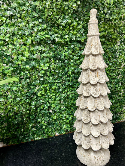 19 Inch Weathered White Resin Leaf Tree