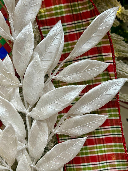 26.5 Inch White Mini Bay Leaf Spray