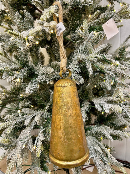 12 Inch Gold Antique Metal Bell Ornament