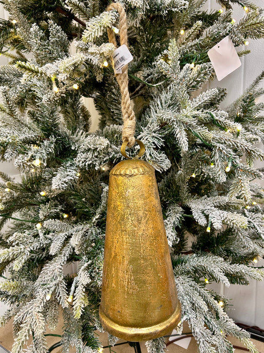 12 Inch Gold Antique Metal Bell Ornament