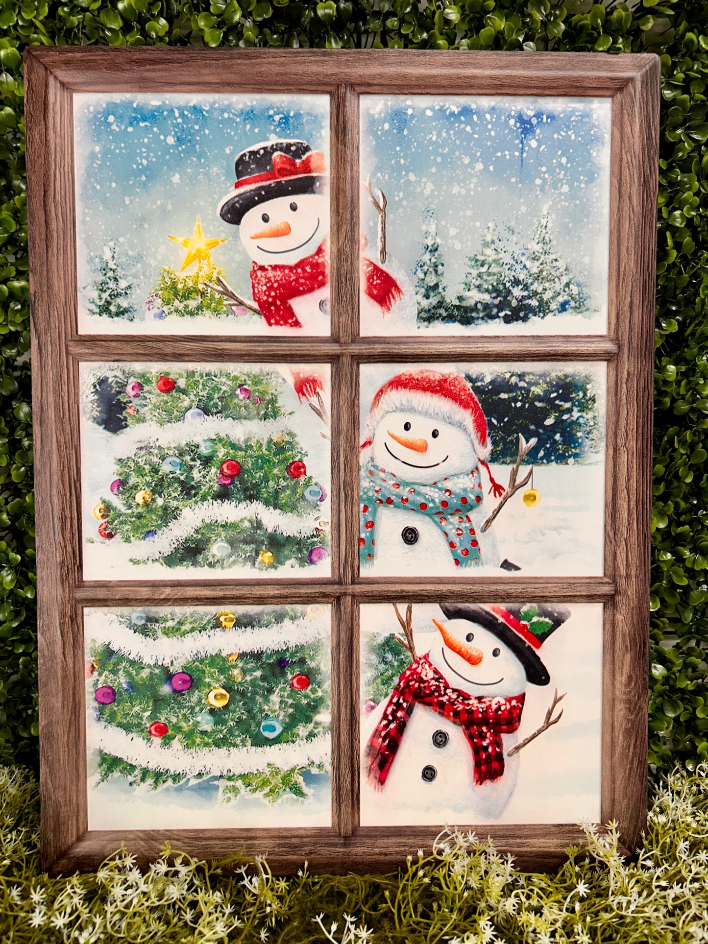 19 Inch Snowmen With Trees Window Sign