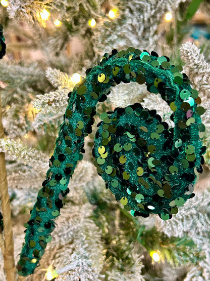 29 Inch Dark Green Velvet Sequin Curl Spray