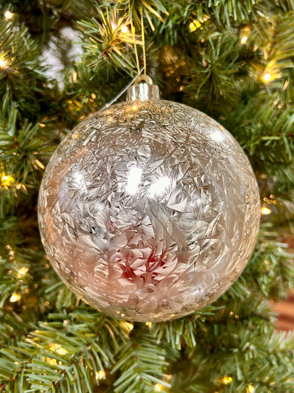 6 Inch Champagne Feather Smooth Ball Ornament
