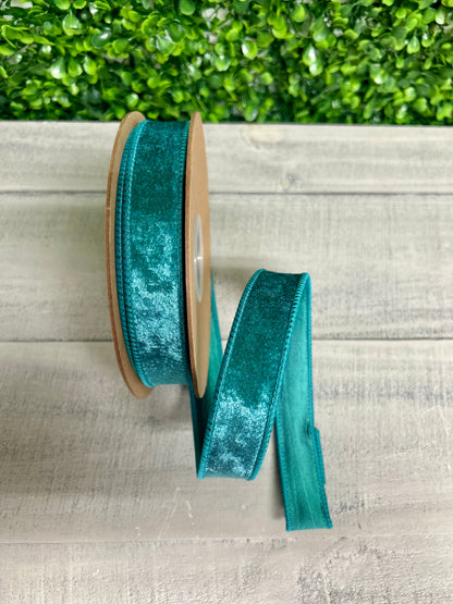 1 Inch By 10 Yard Aqua Heritage Velvet Ribbon