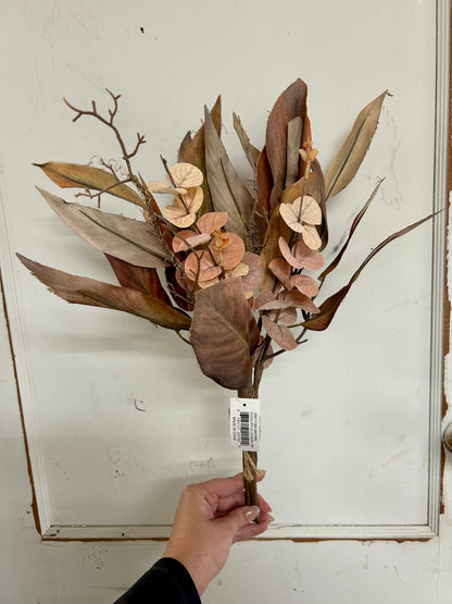 16 Inch Brown Eucalyptus Leaves Bush