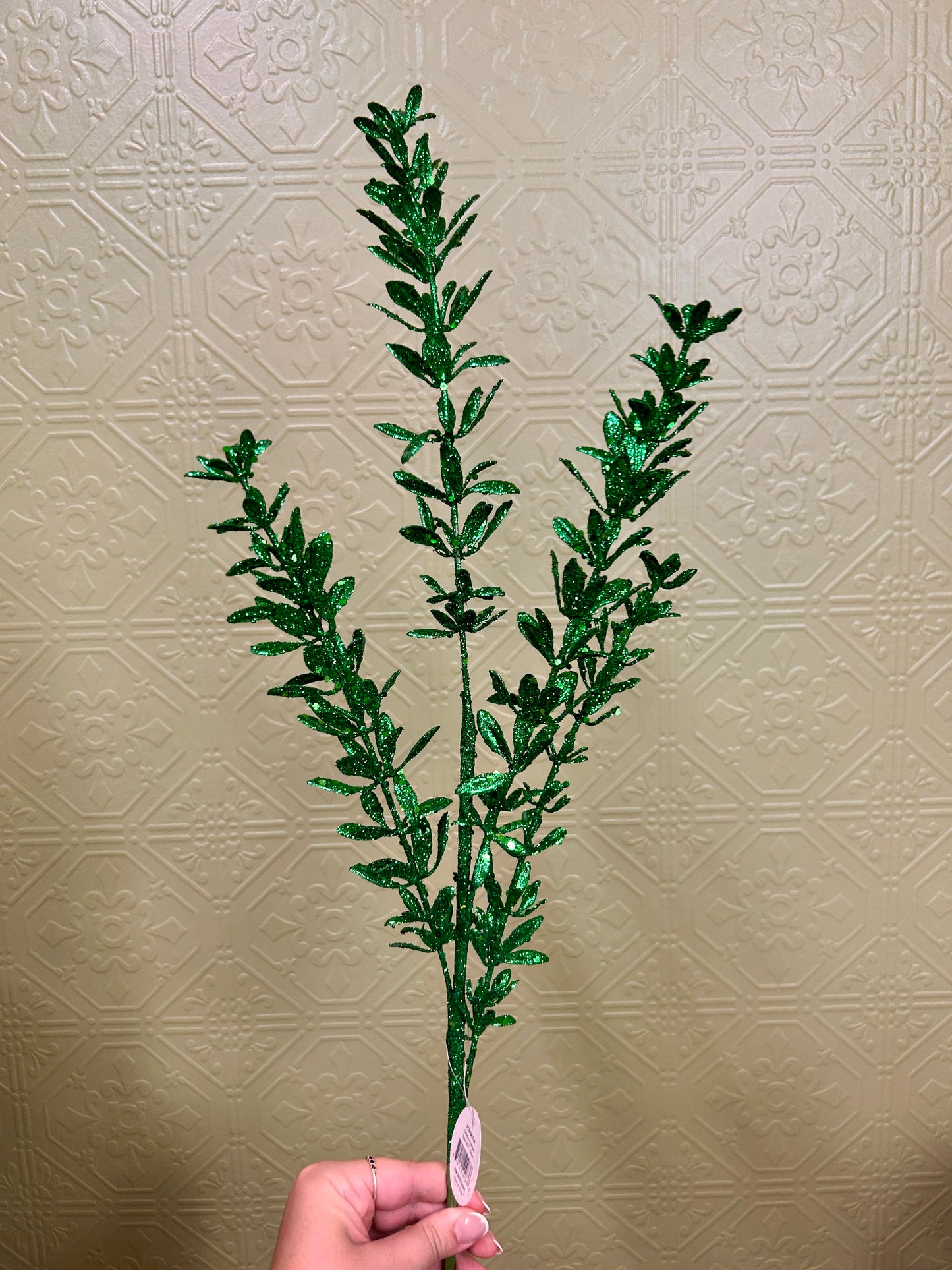 28.5 Inch Green Glittered Rosemary Spray