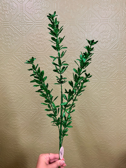 28.5 Inch Green Glittered Rosemary Spray