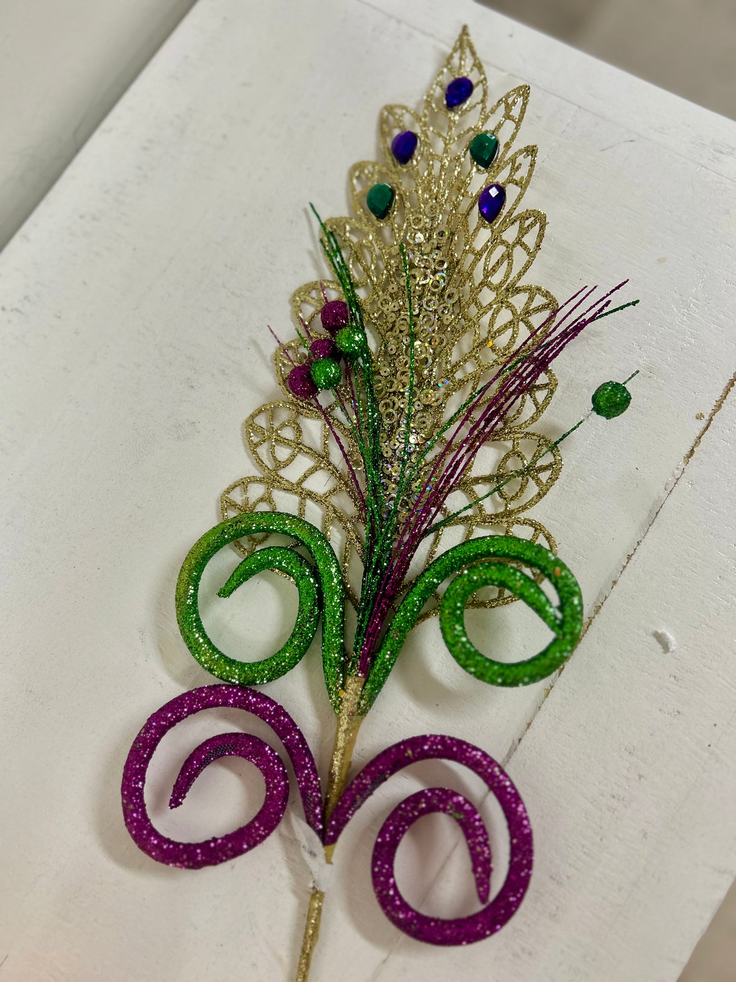 26 Inch Glitter Jewel Fluer De Lis Spray