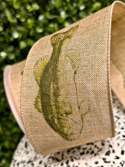 2.5 Inch By 10 Yard Fresh Water Fish On Royal Ribbon