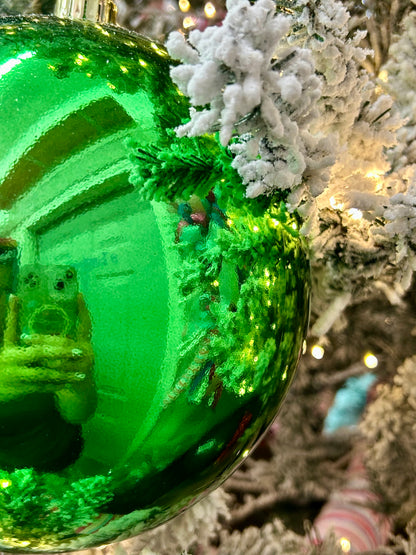 8 Inch Shiny Green Smooth Ball Ornament