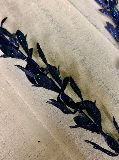 28.5 Inch Dark Blue Glittered Rosemary Spray