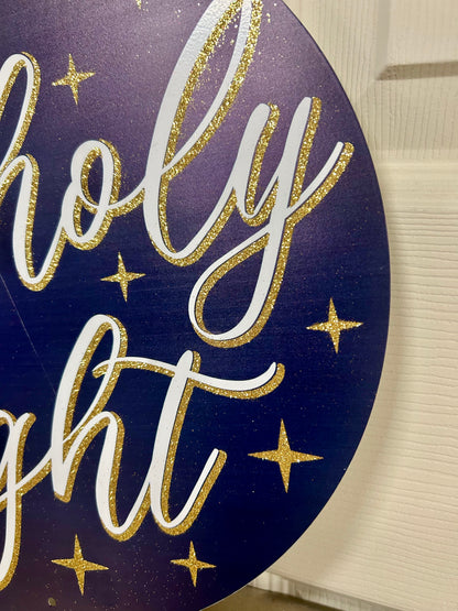 12 Inch Glitter O Holy Night Metal Sign