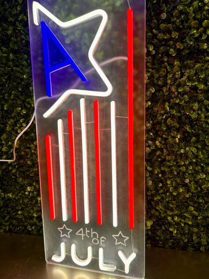 USA Neon Lighted Porch Leaner Sign