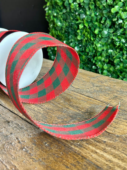 2.5 Inch By 10 Yard Traditional Christmas Check Ribbon
