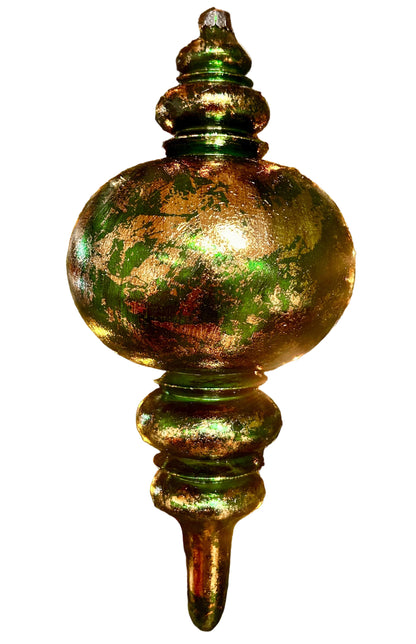 13 Inch Green And Gold Finial Ornament