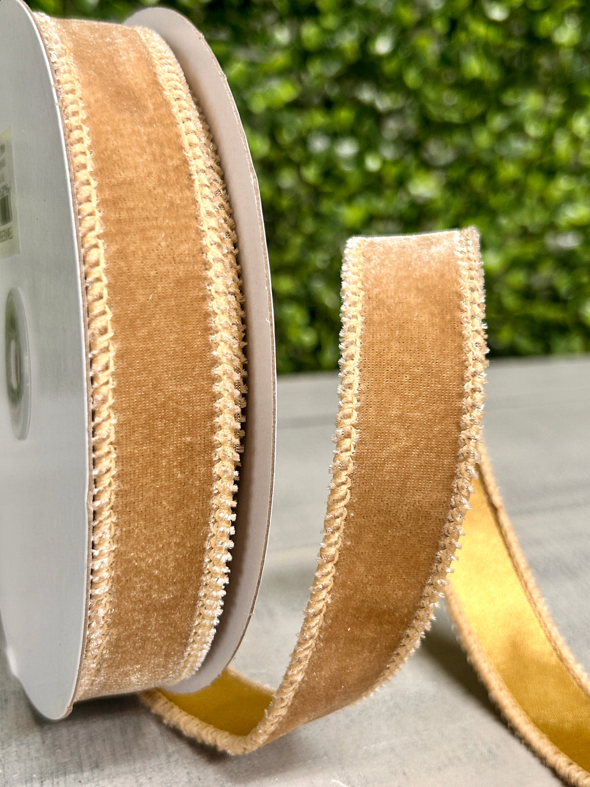 7/8 Inch By 10 Yard Taupe Deluxe Velvet With Satin Backing Ribbon
