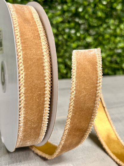 7/8 Inch By 10 Yard Taupe Deluxe Velvet With Satin Backing Ribbon