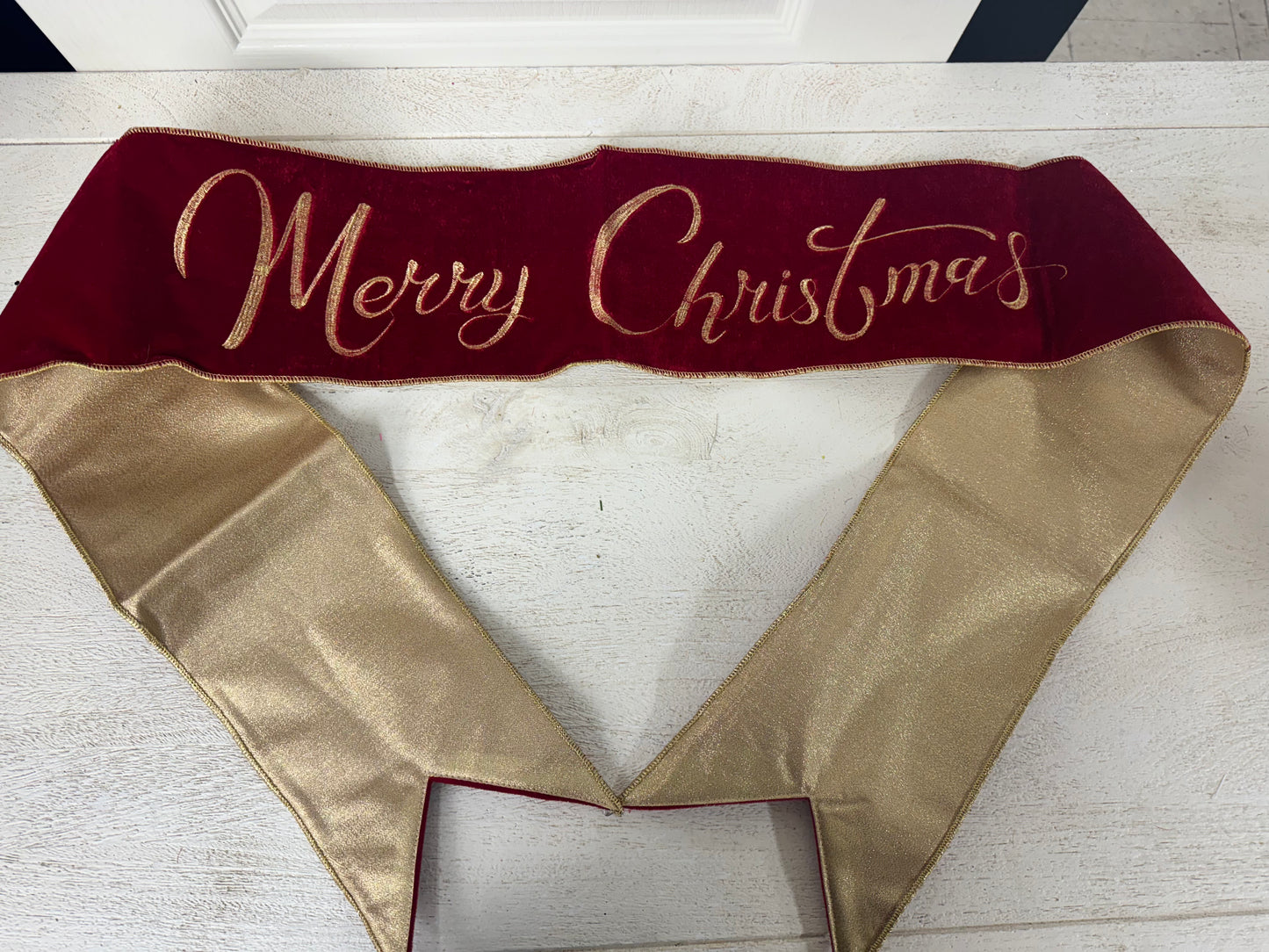 6 Inch By 70 Inch Red And Gold Merry Christmas Banner