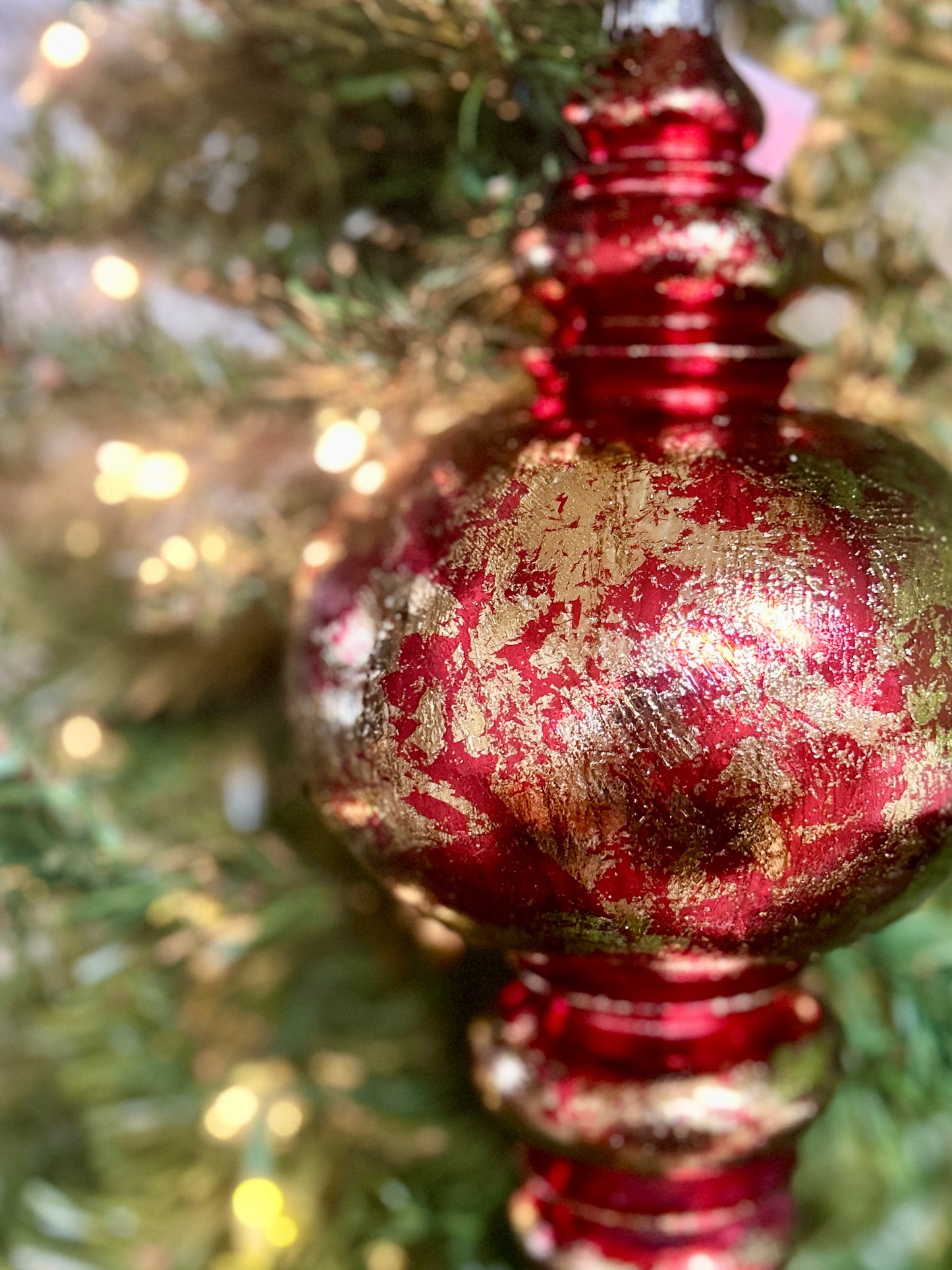 13 Inch Red And Gold Finial Ornament