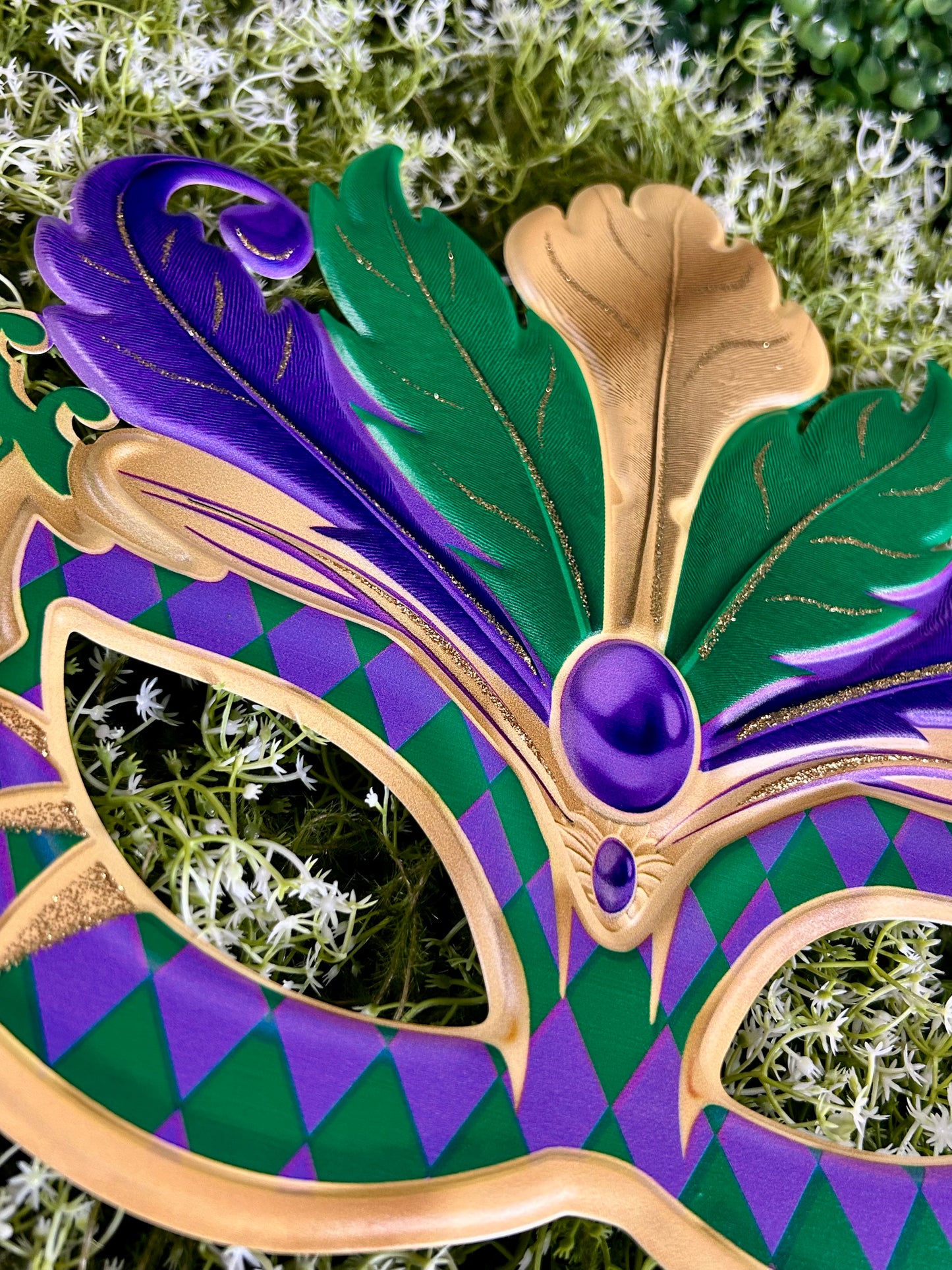 12 Inch Mardi Gras Glitter Harlequin Mask Sign
