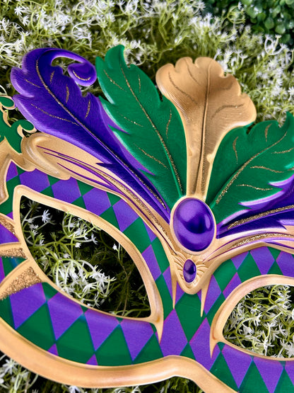 12 Inch Mardi Gras Glitter Harlequin Mask Sign