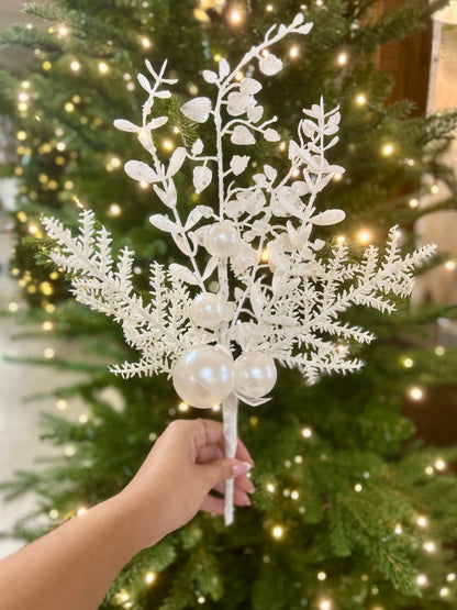 18 Inch White Ball Berry Spray