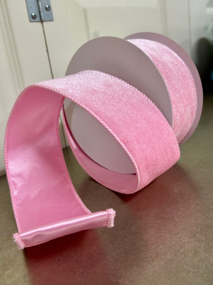 2.5 Inch By 10 Yard Light Pink Deluxe Velvet With Satin Backing Ribbon