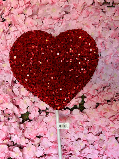 34 Inch Red Sequin Heart Pick
