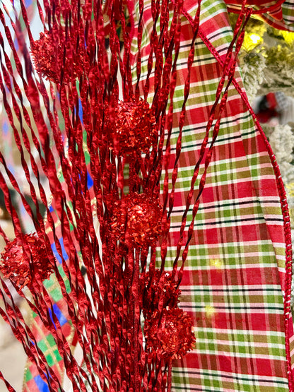 33 Inch Red Ball Pine Spray