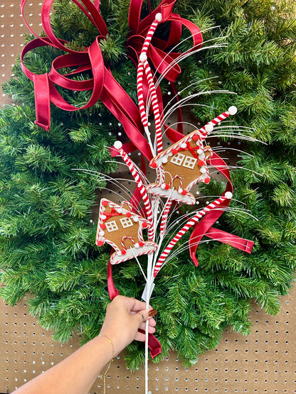 33 Inch Gingerbread House Chenille And Spike Spray