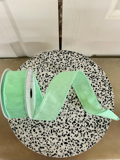 1.5 Inch By 10 Yard Mint Iridescent Solid Metallic Ribbon