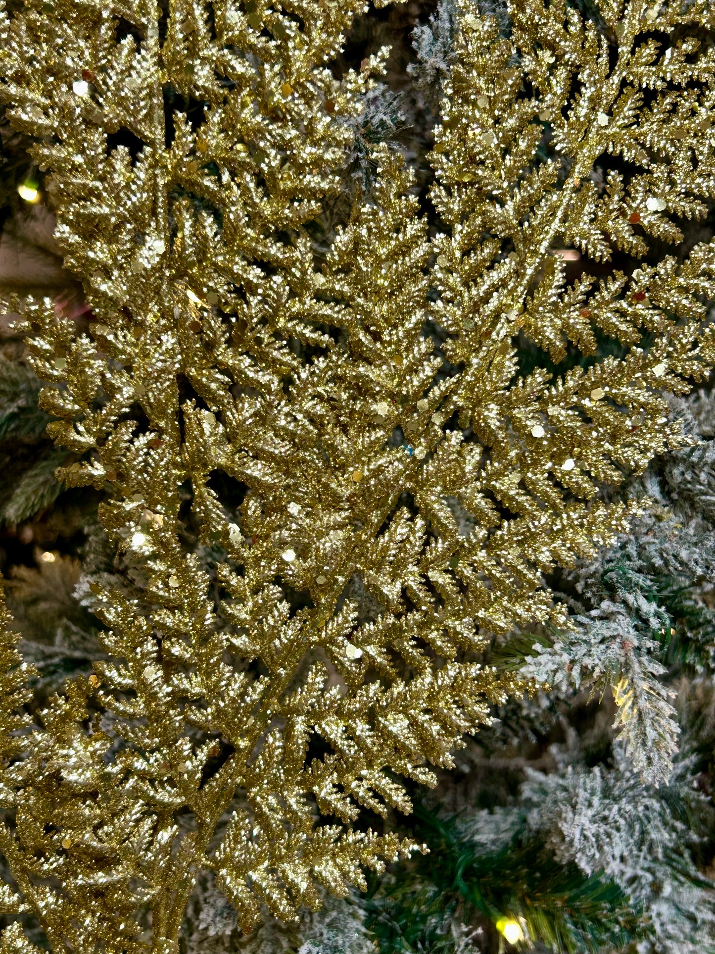32 Inch Gold Shimmery Glitter Fern Spray