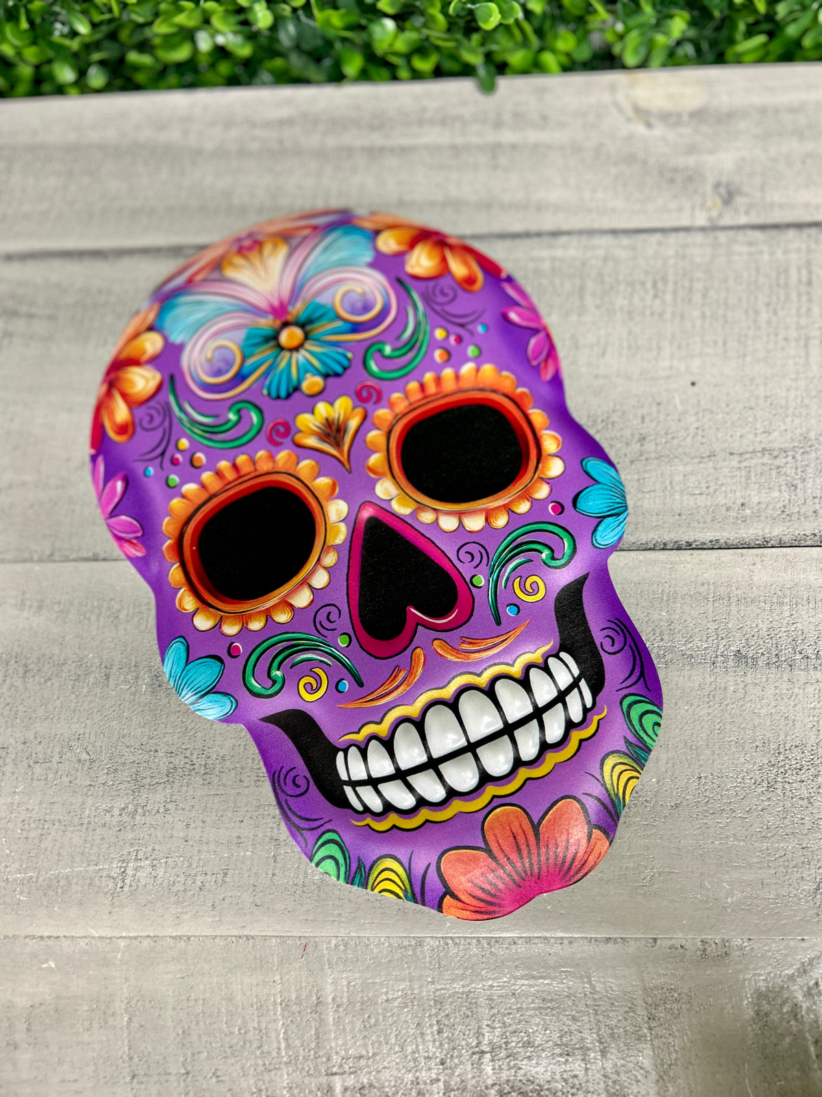 10 Inch Purple Embossed Sugar Skull Sign