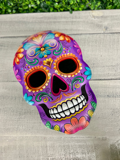 10 Inch Purple Embossed Sugar Skull Sign
