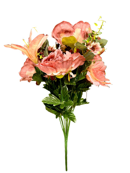 23 Inch Mauve Peony And Lily Mixed Bush