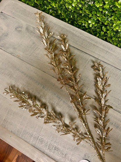 28.5 Inch Champagne Glittered Rosemary Spray