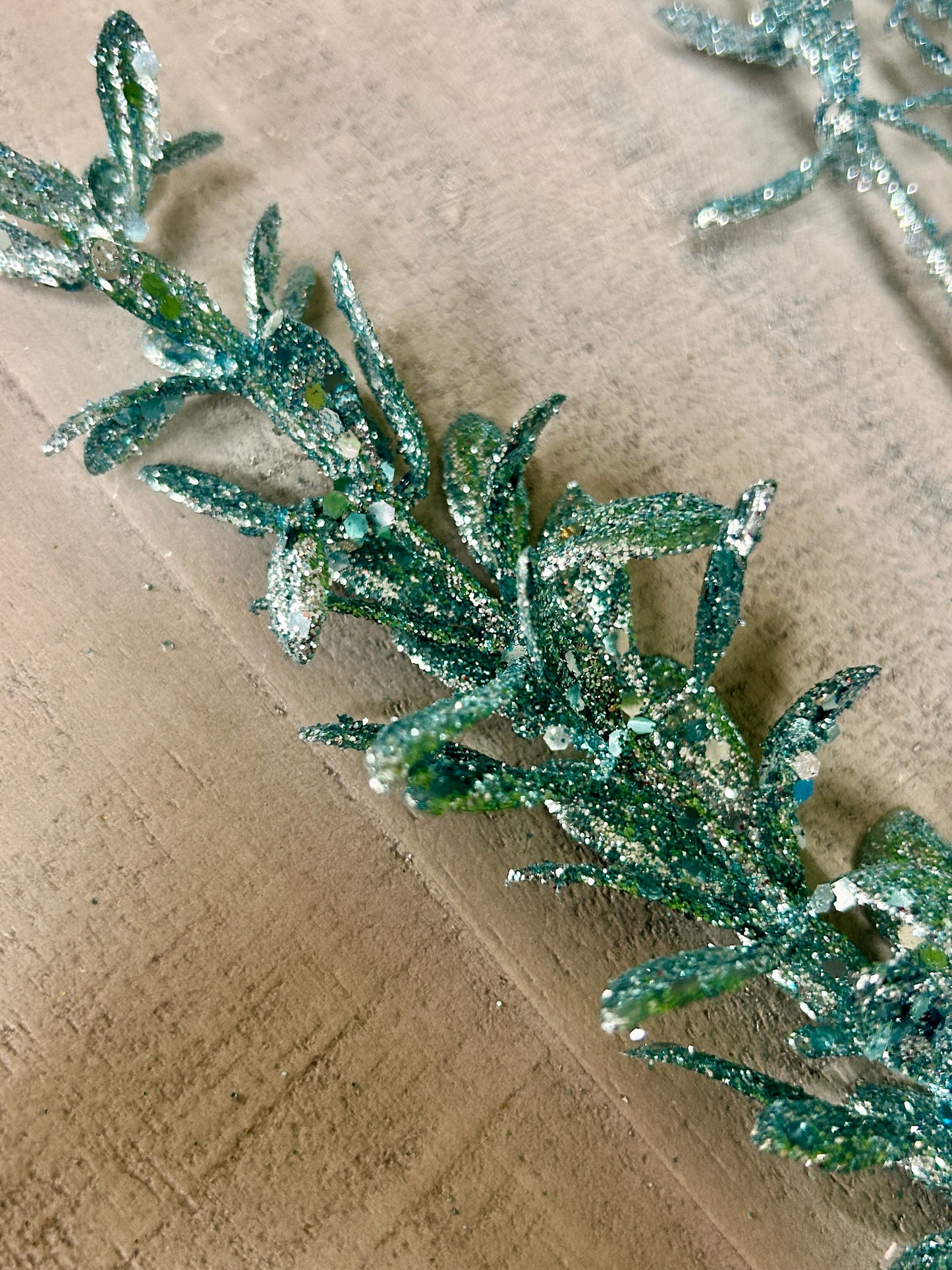 28.5 Inch Light Blue Glittered Rosemary Spray