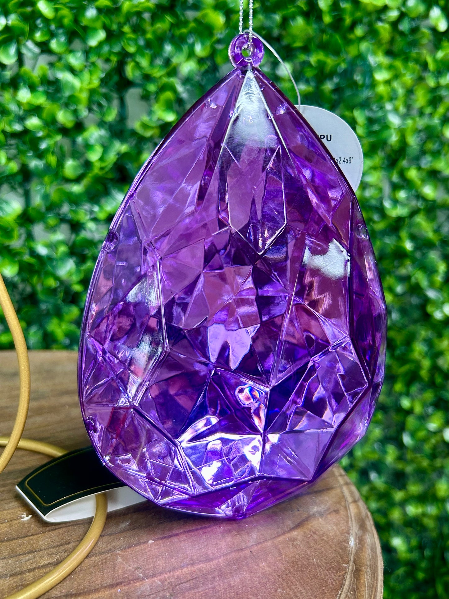 6 Inch Purple Acrylic Rain Drop Diamond Ornament