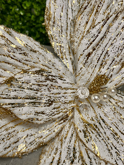 22 Inch Cream And Gold Poinsettia