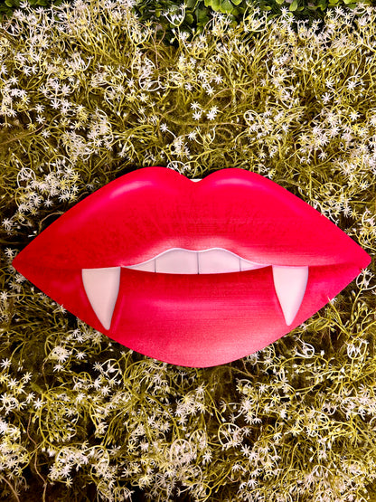 12 Inch Vampire Lips Metal Embossed Sign