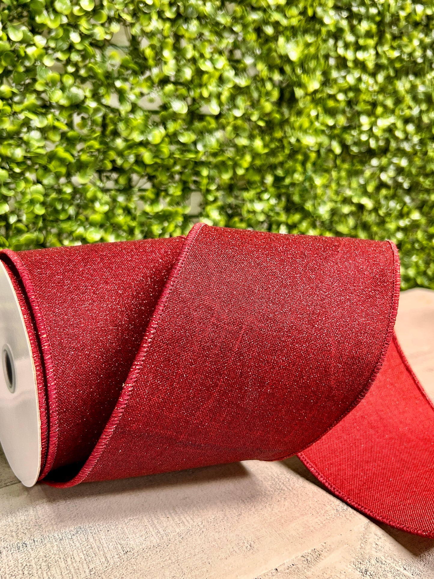 4 Inch By 10 Yard Burgundy Fine Glitter On Royal Ribbon