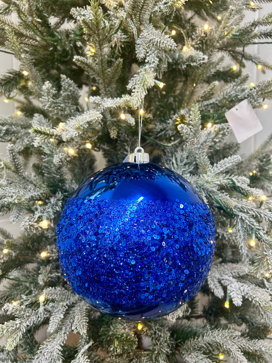 8 Inch Royal Blue Sequin Ball Ornament