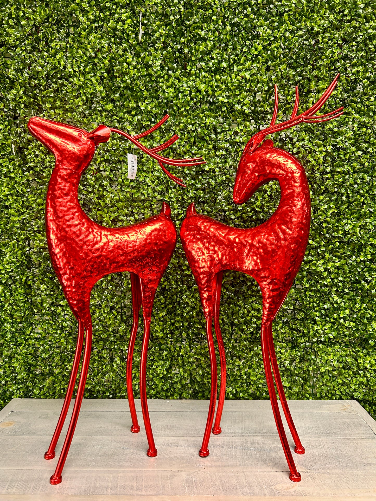 Large Red Metallic Standing Deer Two Assorted