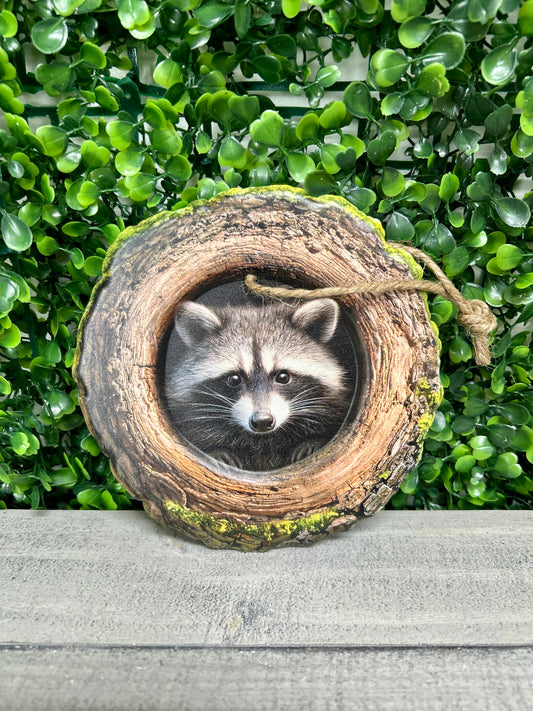 5.25 Inch Raccoon In A Tree Metal Sign