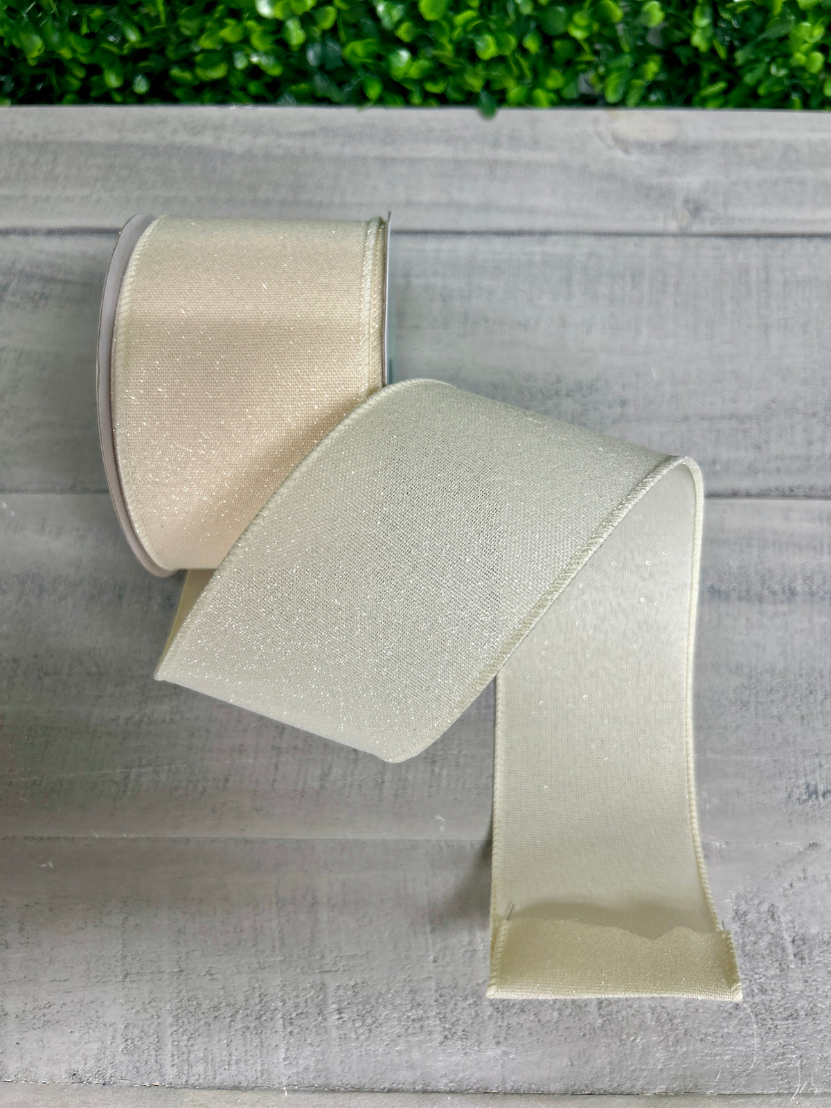 2.5 Inch By 10 Yard Dark Cream Crystal Shine Ribbon