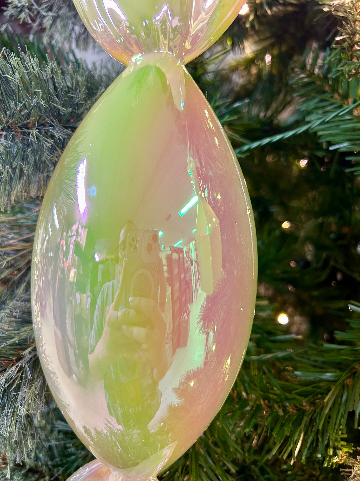 12 Inch Yellow Iridescent Candy Ornament Two Styles