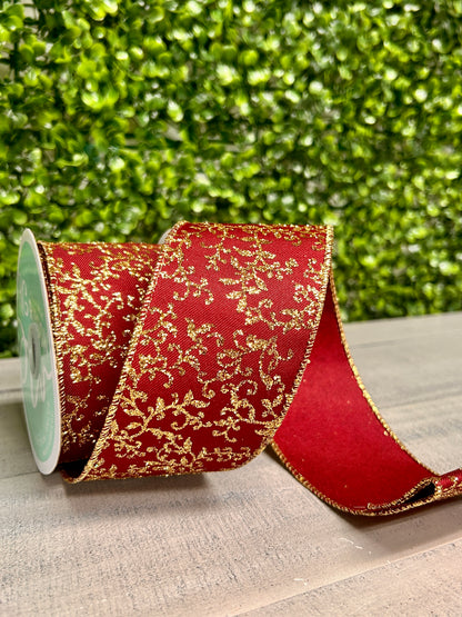 2.5 Inch By 10 Yard Wine And Gold Ribbon